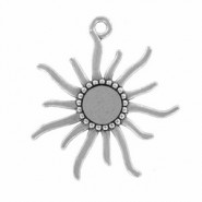 Metal Charm with setting Sun Ø12mm Antique silver 